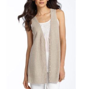 Eileen Fisher Long Linen Knit Cardigan Vest Size S